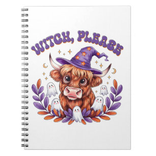 Witch Please Highland Cow Halloween Notebook