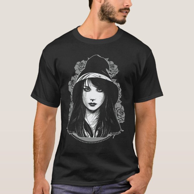 Witch Portrait Beautiful Wicca Woman Occult T-Shirt (Front)
