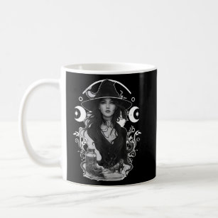 Witch Portrait Beautiful Wicca Woman Occult Tattoo Coffee Mug