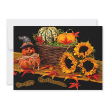 Witch Pumpkin and Sunflowers