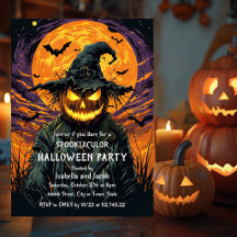 Witch Pumpkin Halloween Party Invitation Jack O La