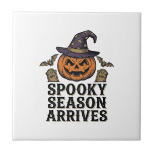 Witch Pumpkin Halloween Vintage Engraving Shirt De Ceramic Tile