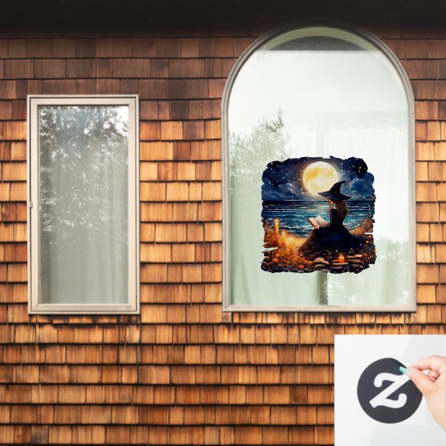 Witch reading a Book - Wicca Halloween 1 (Home Window)