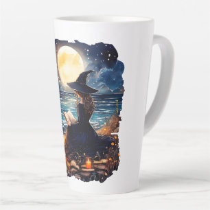 Witch reading a Book - Wicca Halloween 1 Latte Mug