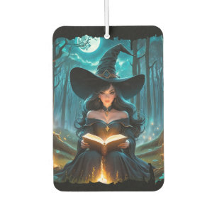 Witch reading a Book - Wicca Halloween 2 Car Air Freshener