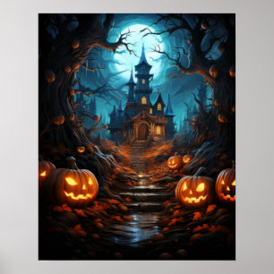 Witch Retreat in Forest Halloween Poster