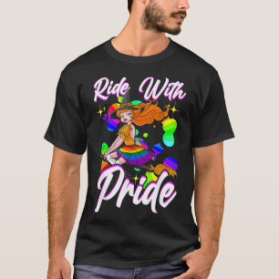 Witch Ride With Pride LGBTQ Gay Lesbian Halloween T-Shirt