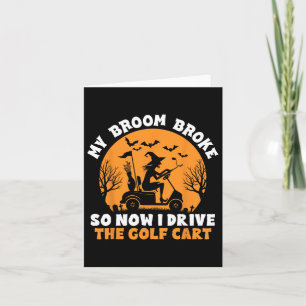 Witch Riding A Golf Cart Funny Halloween  Card