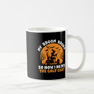 Witch Riding A Golf Cart Funny Halloween Coffee Mug