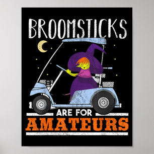 Witch Riding a Golf Cart Funny Halloween Shirt Poster