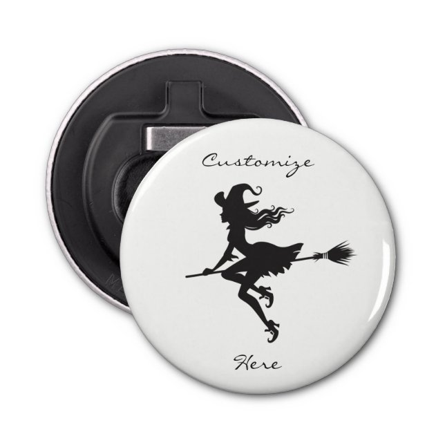 Witch Riding Broom Halloween Thunder_Cove Bottle Opener (Front)
