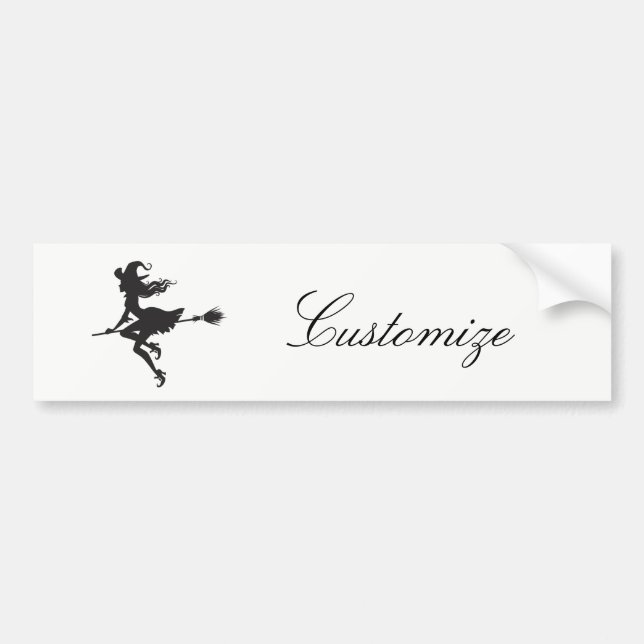 Witch Riding Broom Halloween Thunder_Cove Bumper Sticker (Front)