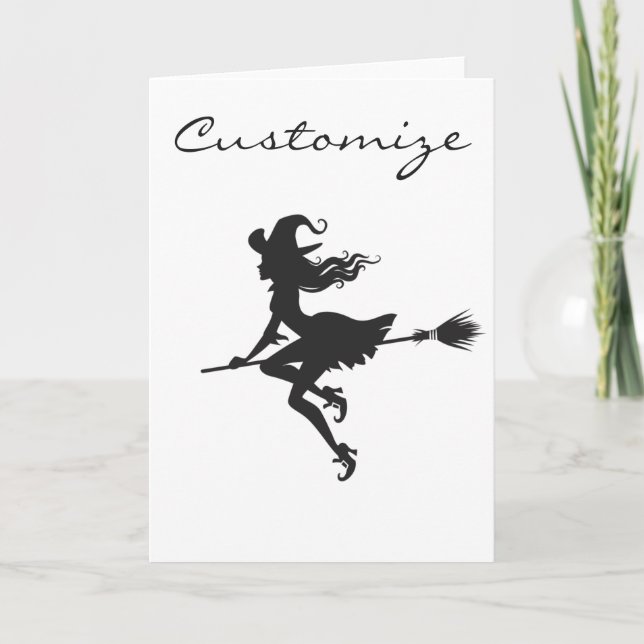 Witch Riding Broom Halloween Thunder_Cove Card (Front)
