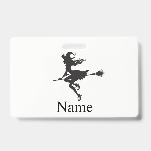 Witch Riding Broom Halloween Thunder_Cove  ID Badge (Front)