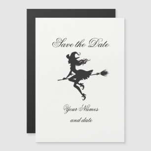 Witch Riding Broom Halloween Thunder_Cove Magnetic Invitation