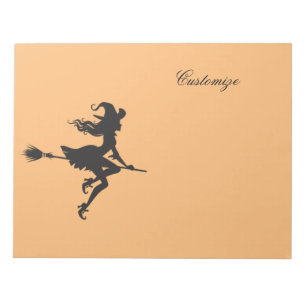 Witch Riding Broom Halloween Thunder_Cove Notepad