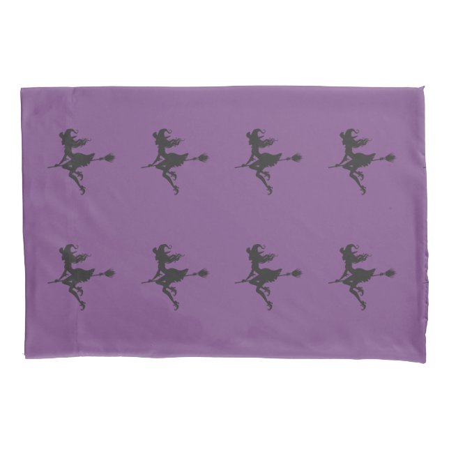 Witch Riding Broom Halloween Thunder_Cove Pillowcase (Front)