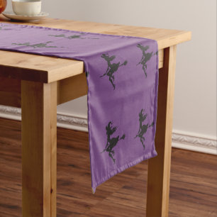 Witch Riding Broom Halloween Thunder_Cove Short Table Runner