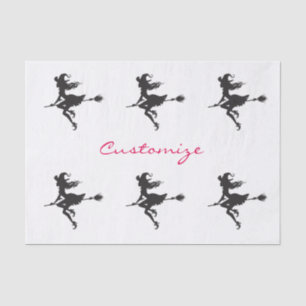 Witch Riding Broom Halloween Thunder_Cove Tissue Paper