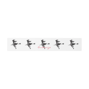 Witch Riding Broom Thunder_Cove Halloween Invitation Belly Band