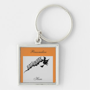 Witch Riding Broom Thunder_Cove Halloween Key Ring