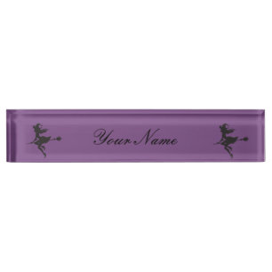 Witch Riding Broom Thunder_Cove Halloween Nameplate