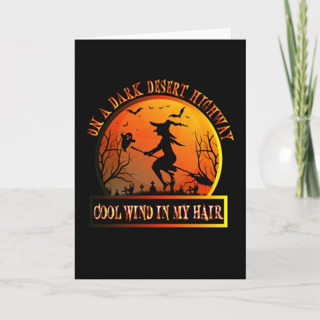 Witch Riding Brooms On A Dark Desert Card (Front)