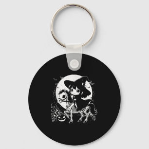 Witch Riding Horse Skeleton Cute Spooky Halloween  Key Ring