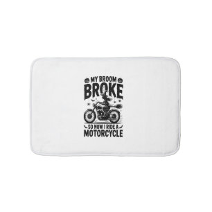 Witch Riding Motorcycle Halloween Bath Mat