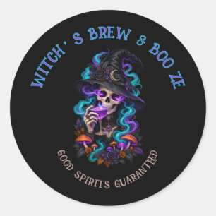 Witch’s Brew & Boo Ze Gothic Halloween Classic Round Sticker