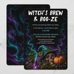 Witch’s Brew & Boo ze Gothic Halloween Cocktail Invitation
