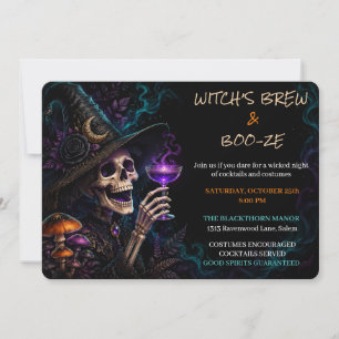 Witch’s Brew & Boo ze Gothic Halloween Cocktail Invitation