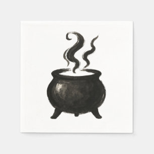 Witch’s Brew – Minimalist Halloween Cauldron on  Napkin