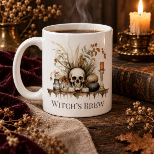 Witch’s Brew Mug – Autumn Skull and Candles Design