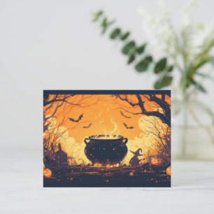 Witch’s Cauldron in the Pumpkin Field Holiday Postcard