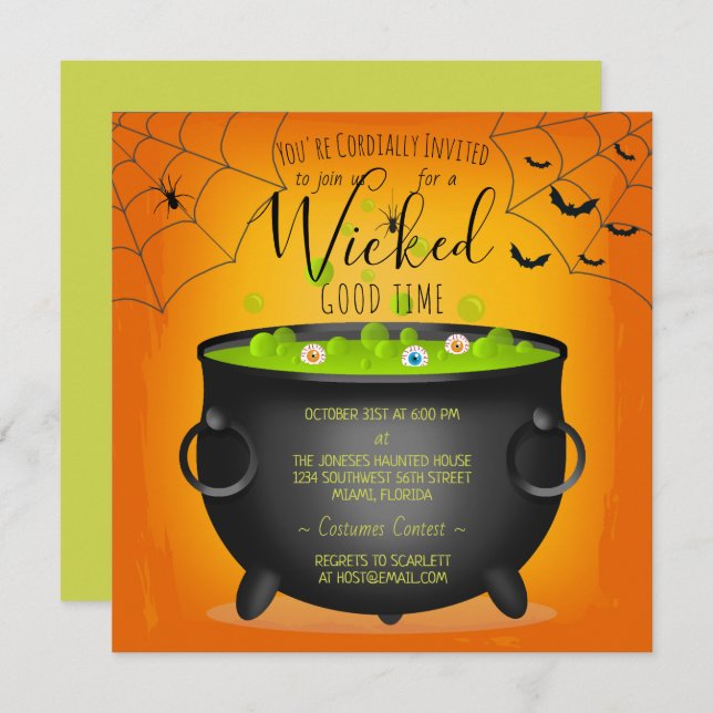 Witch’s Cauldron Invitation (Front/Back)