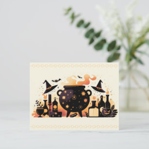 Witch’s Cauldron with Potions and Witchcraft Holiday Postcard