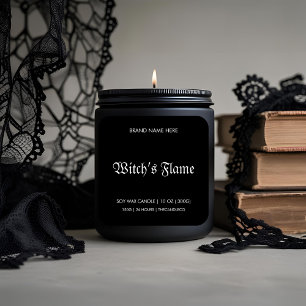 Witch’s Flame Halloween Candle Label Gothic Black