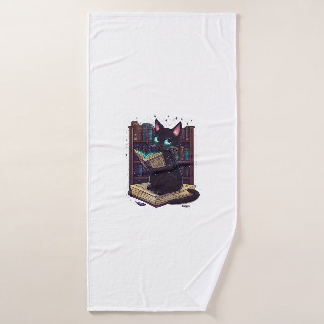  Witch�s Library Cat Bath Towel (Bath Towel)