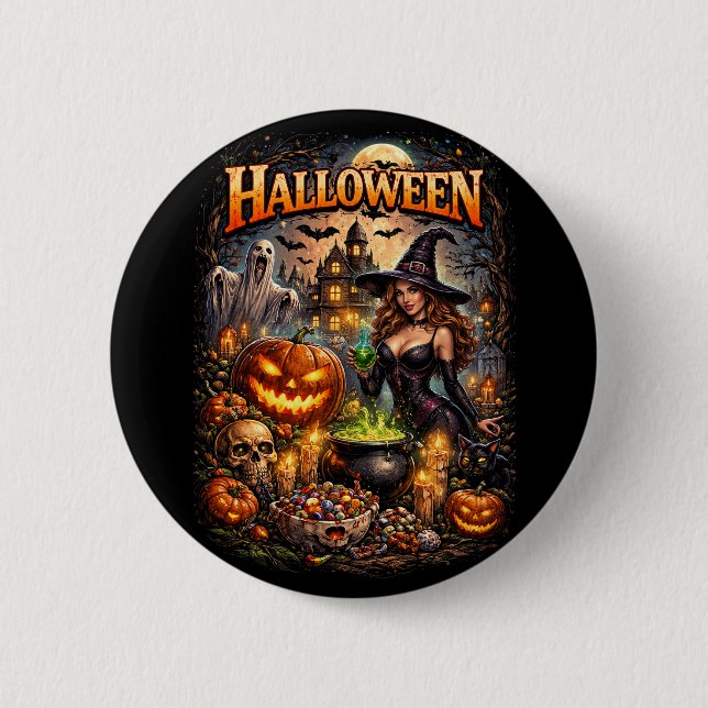 Witch’s Night Feast 6 Cm Round Badge (Front)