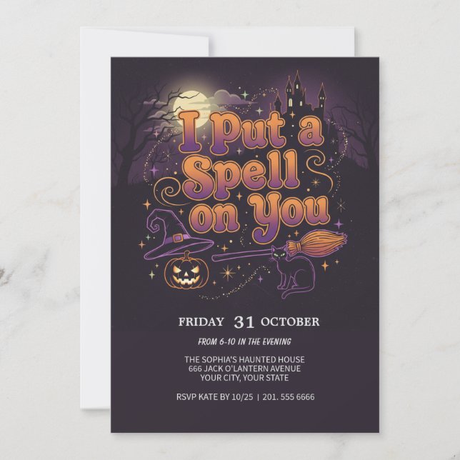 Witch’s Spell Halloween Party Invitation (Front)