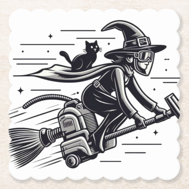 Witch’s Wickedly Fast Halloween Escape! Paper Coaster (Front)