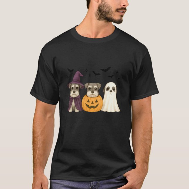 Witch Schnauzer Halloween Schnauzer Dog Mom Dog Lo T-Shirt (Front)