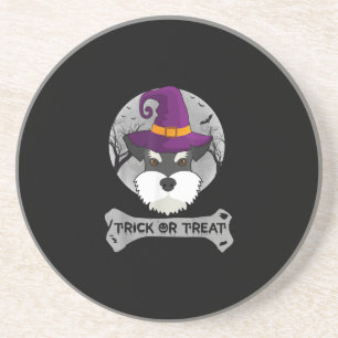 Witch Schnauzer Trick Or Treat Funny Dog Halloween Coaster
