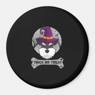 Witch Schnauzer Trick Or Treat Funny Dog Halloween Magnet