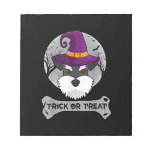 Witch Schnauzer Trick Or Treat Funny Dog Halloween Notepad