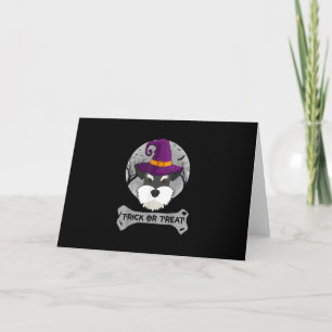Witch Schnauzer Trick Or Treat Funny Dog Halloween Thank You Card