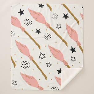 Witch School Magic Doodle Pattern Sherpa Blanket