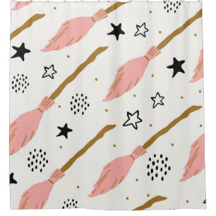 Witch School Magic Doodle Pattern Shower Curtain