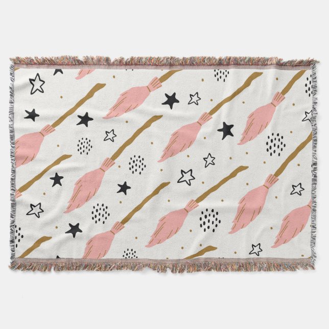 Witch School Magic Doodle Pattern Throw Blanket (Front)